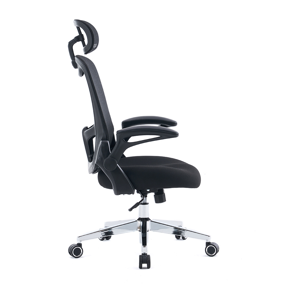 5140 Crno/bijela ergonomska mrežasta uredska stolica, kompjuterska stolica s visokim naslonom
