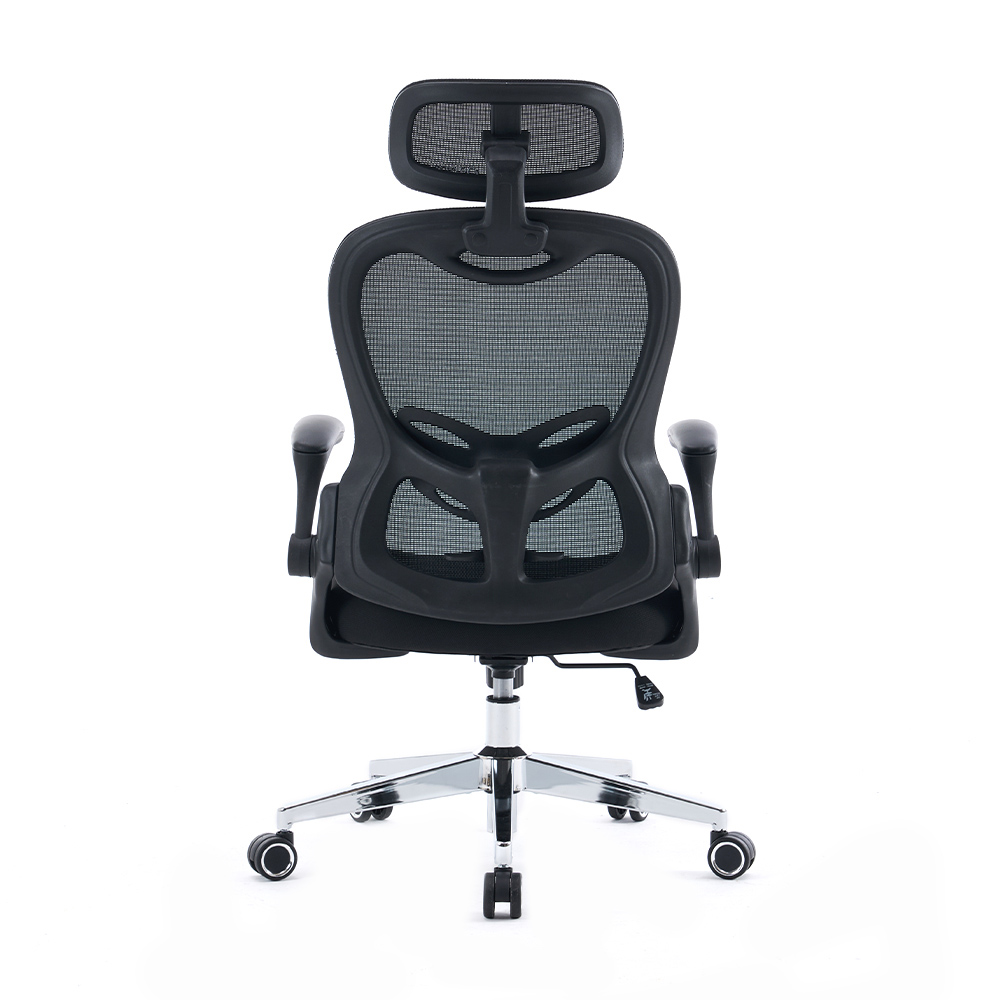 5140 Crno/bijela ergonomska mrežasta uredska stolica, kompjuterska stolica s visokim naslonom