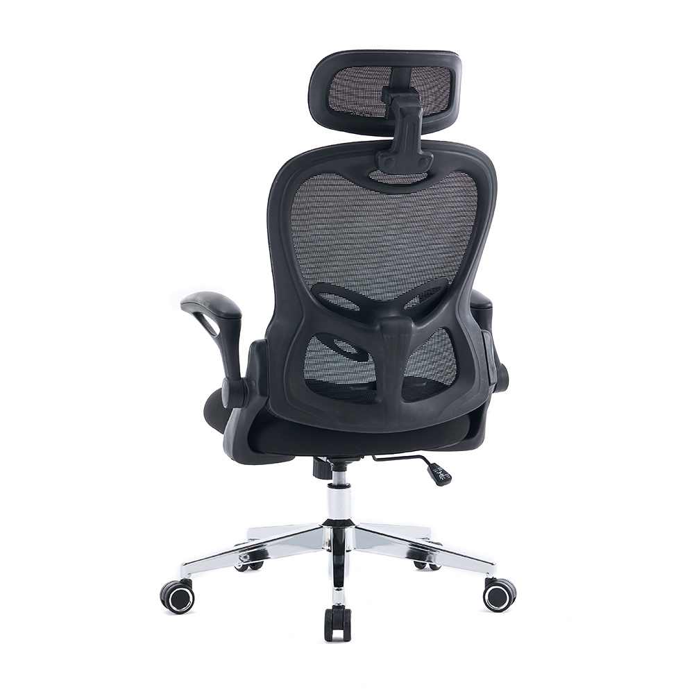 5140 Crno/bijela ergonomska mrežasta uredska stolica, kompjuterska stolica s visokim naslonom